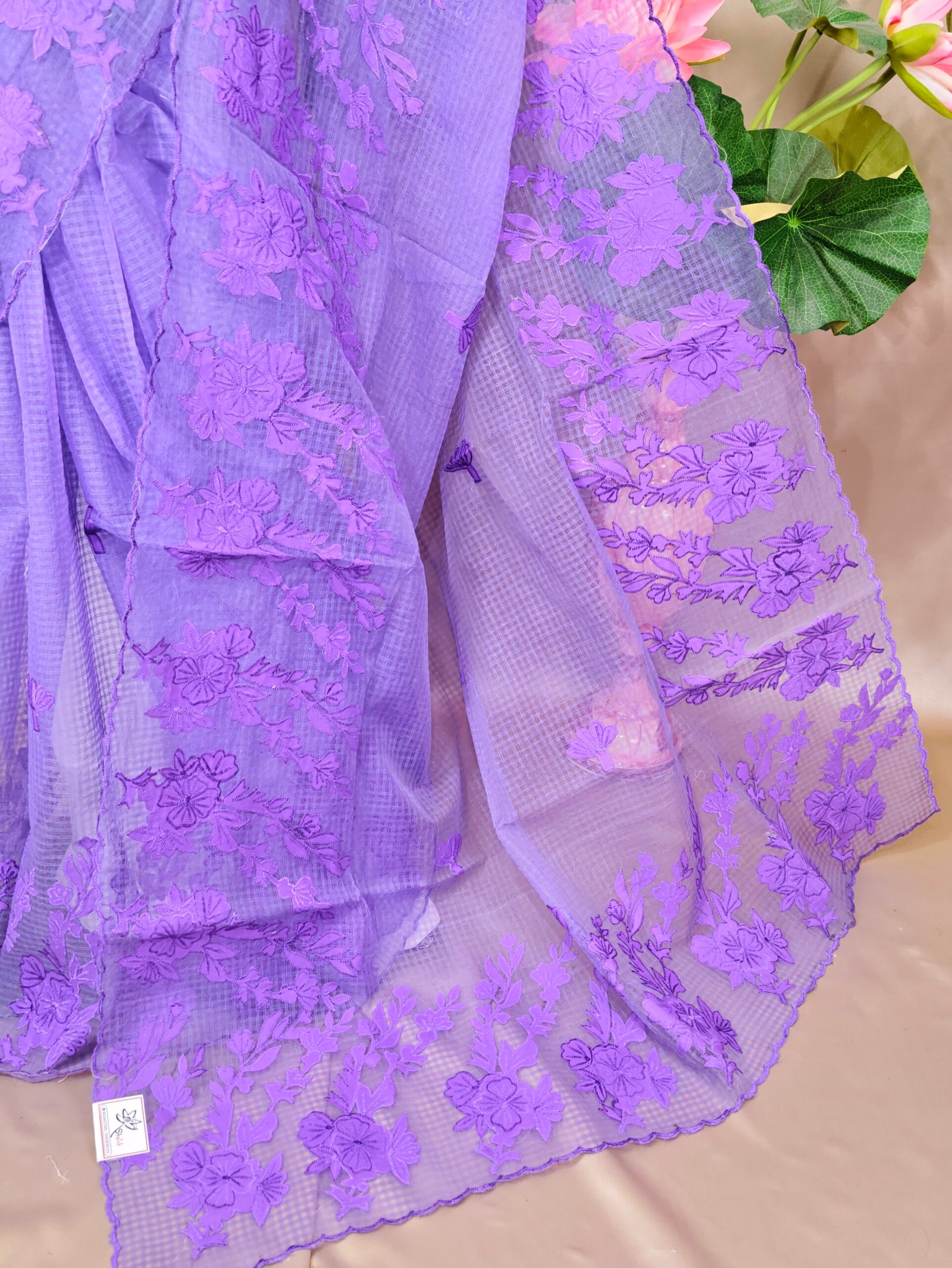 Rose Applique Reshom Kota - Image 3