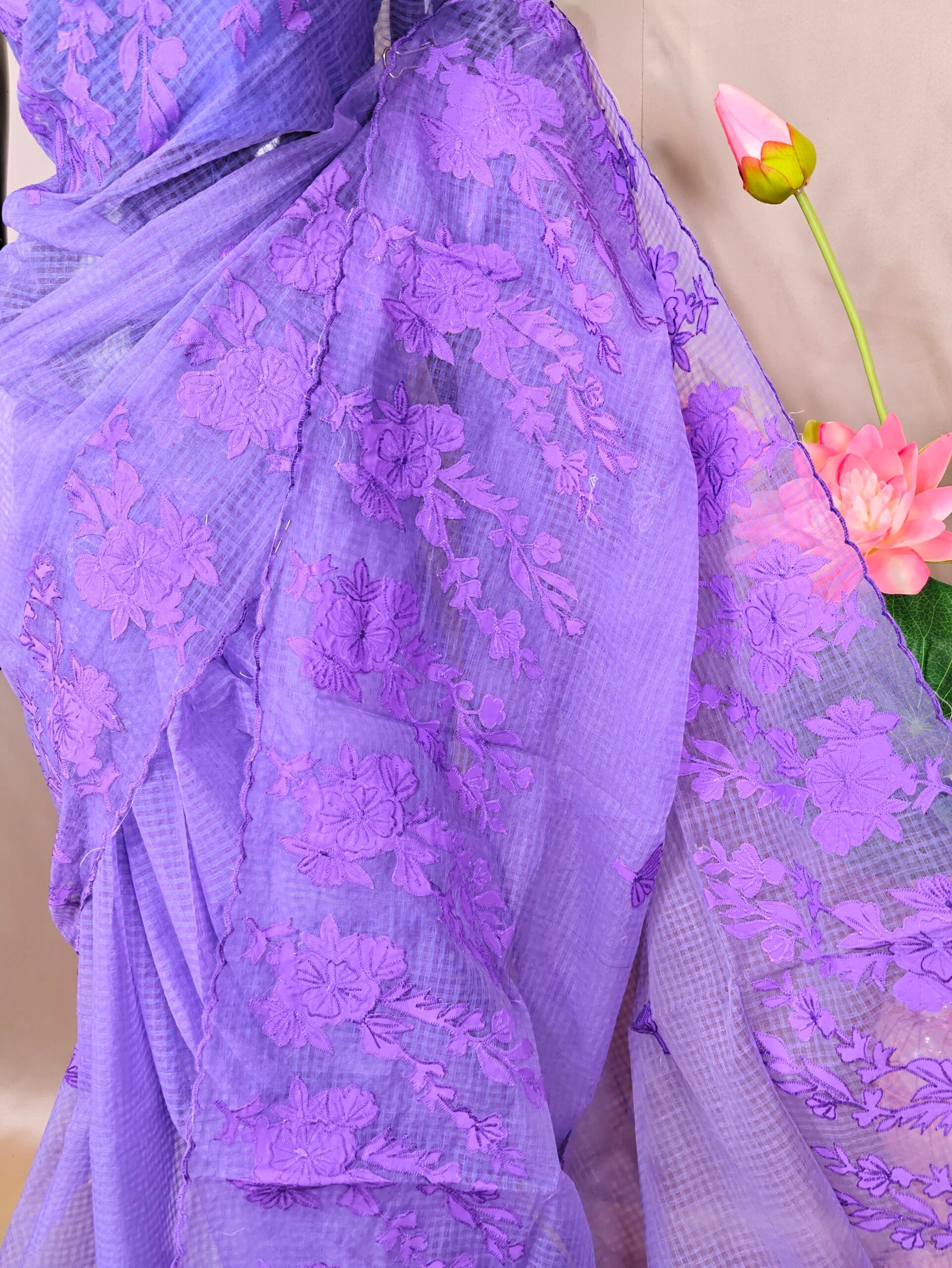 Rose Applique Reshom Kota - Image 2
