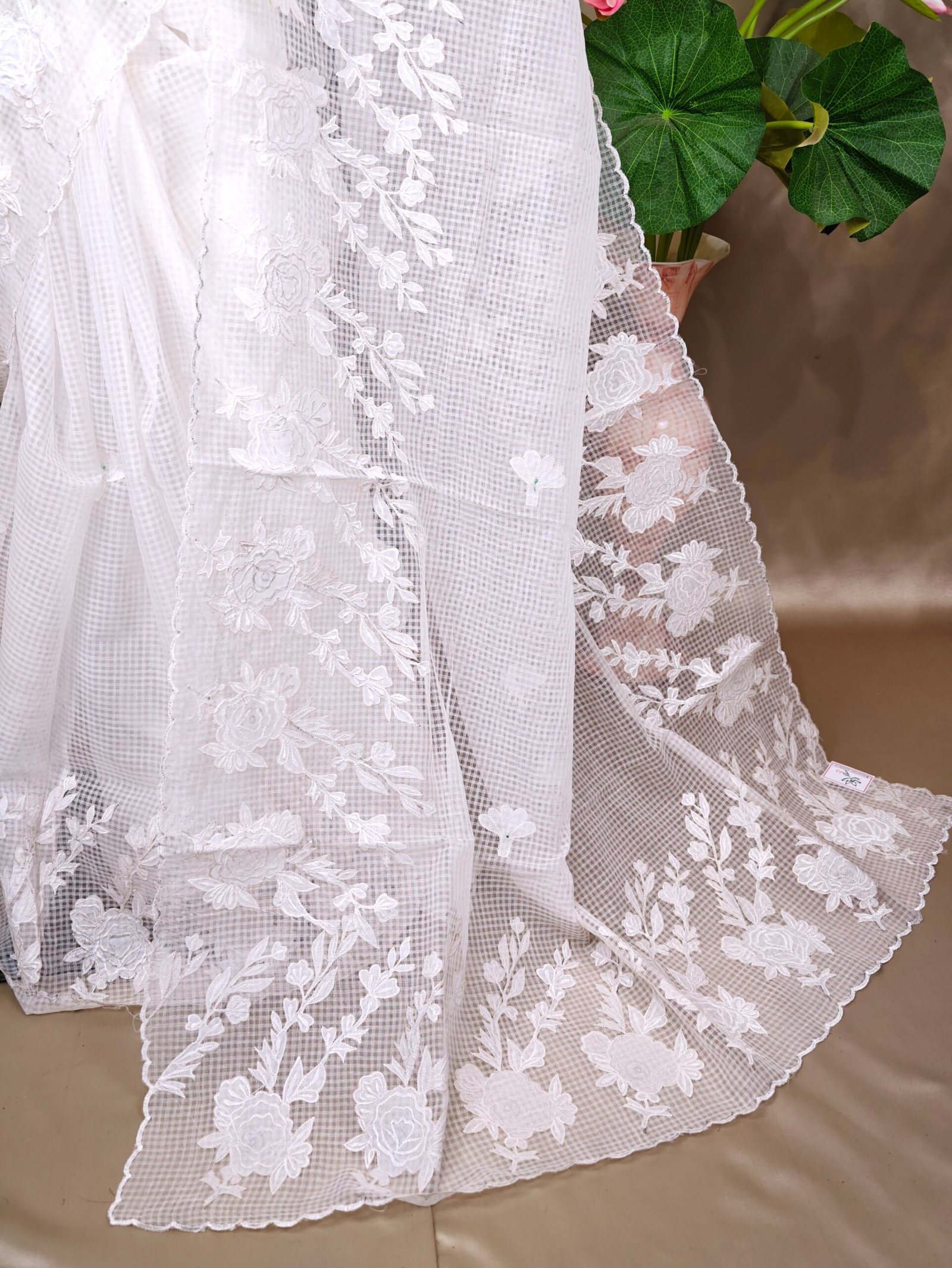 Rose Applique Reshom Kota - Image 3