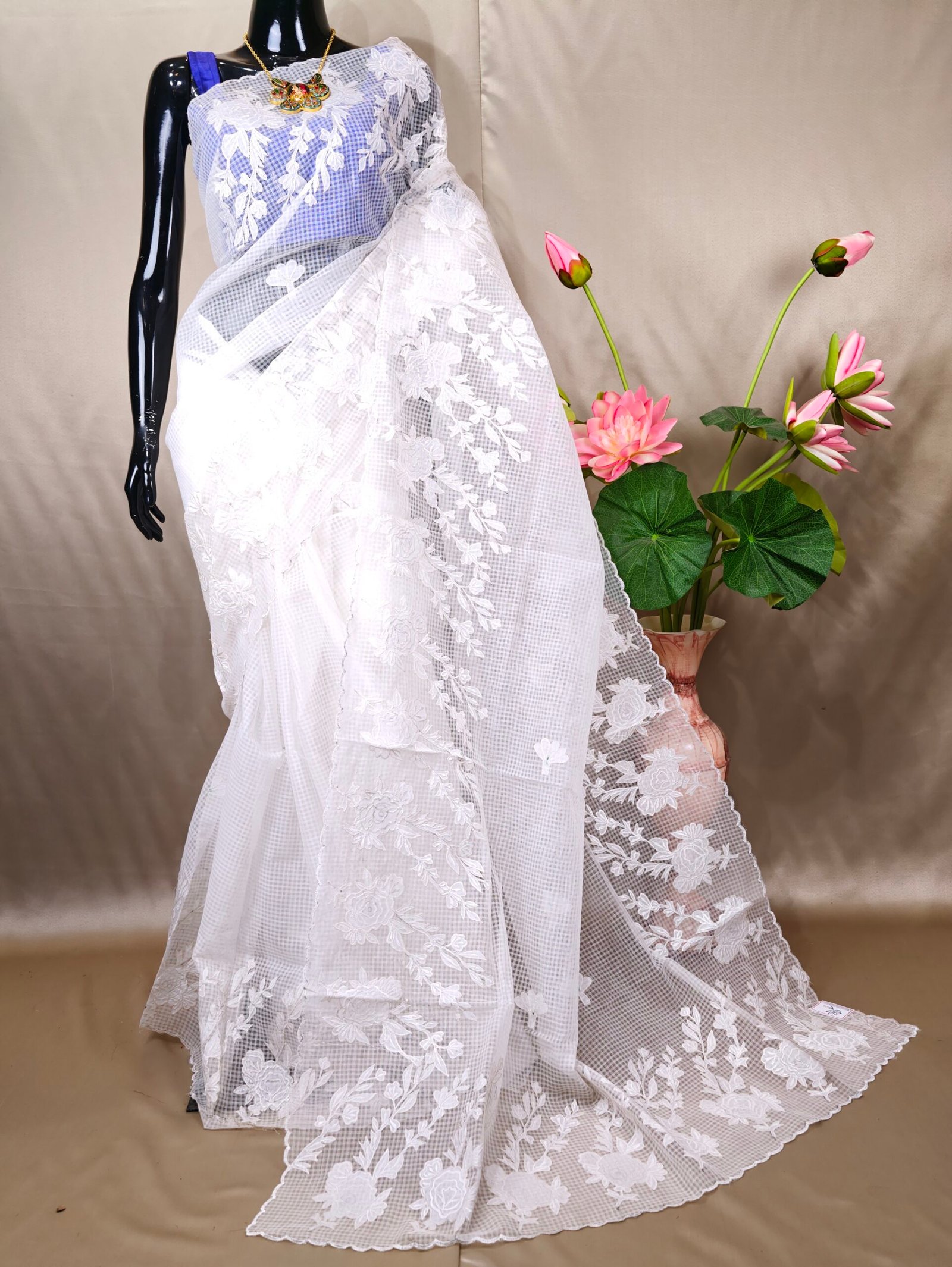 Rose Applique Reshom Kota