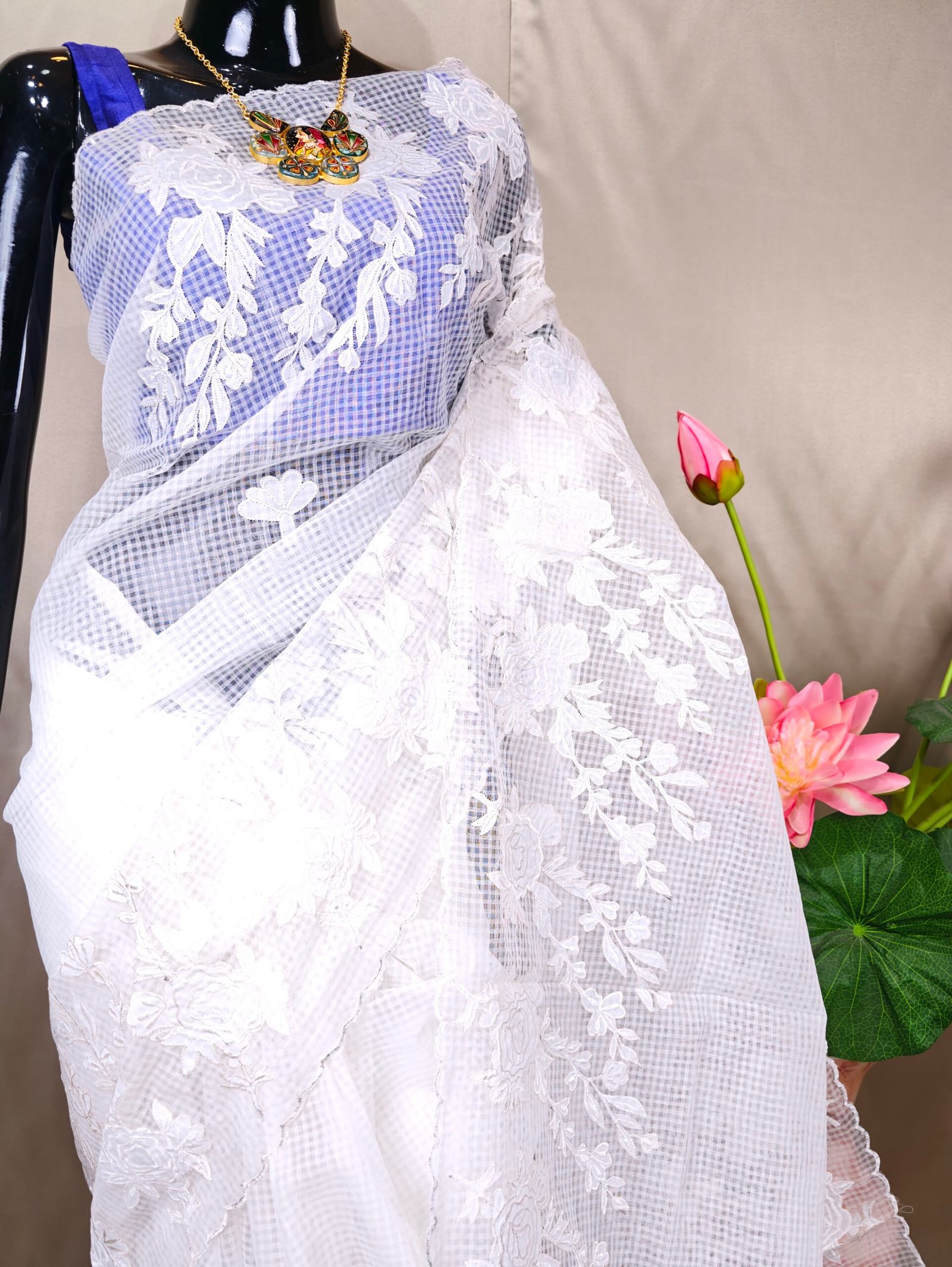Rose Applique Reshom Kota - Image 2