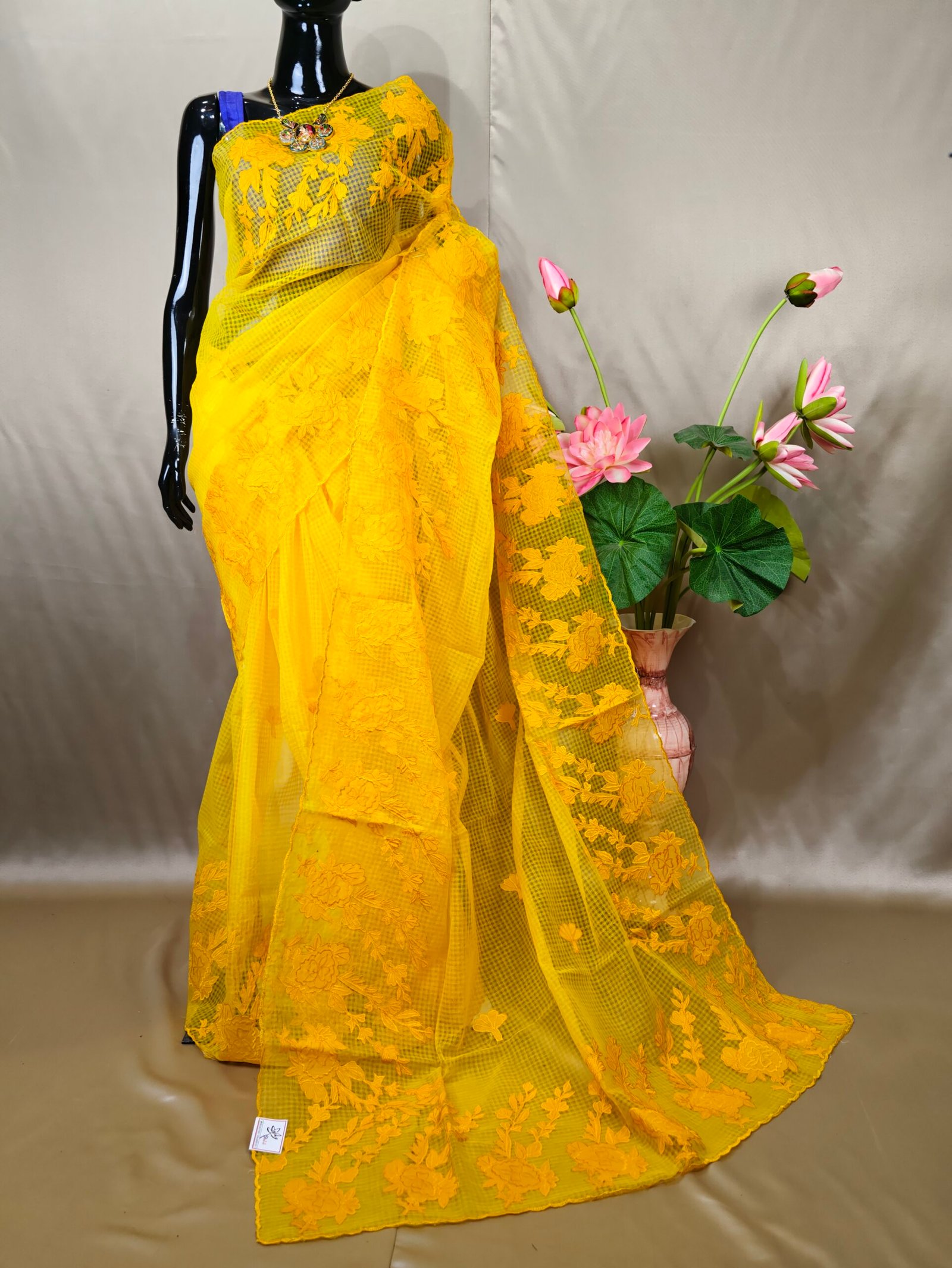 Rose Applique Reshom Kota