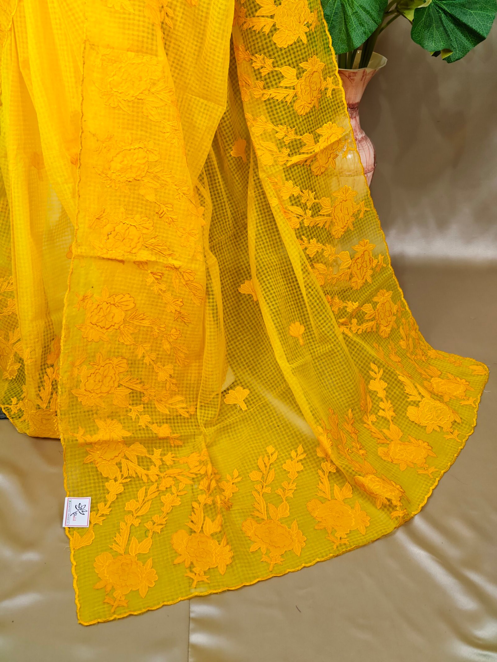 Rose Applique Reshom Kota - Image 3