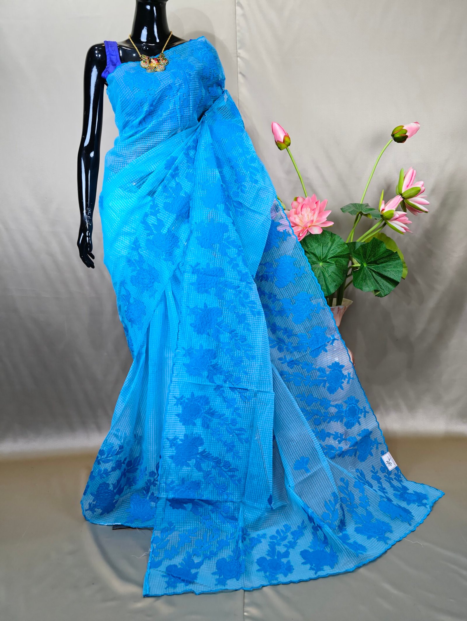 Rose Applique Reshom Kota