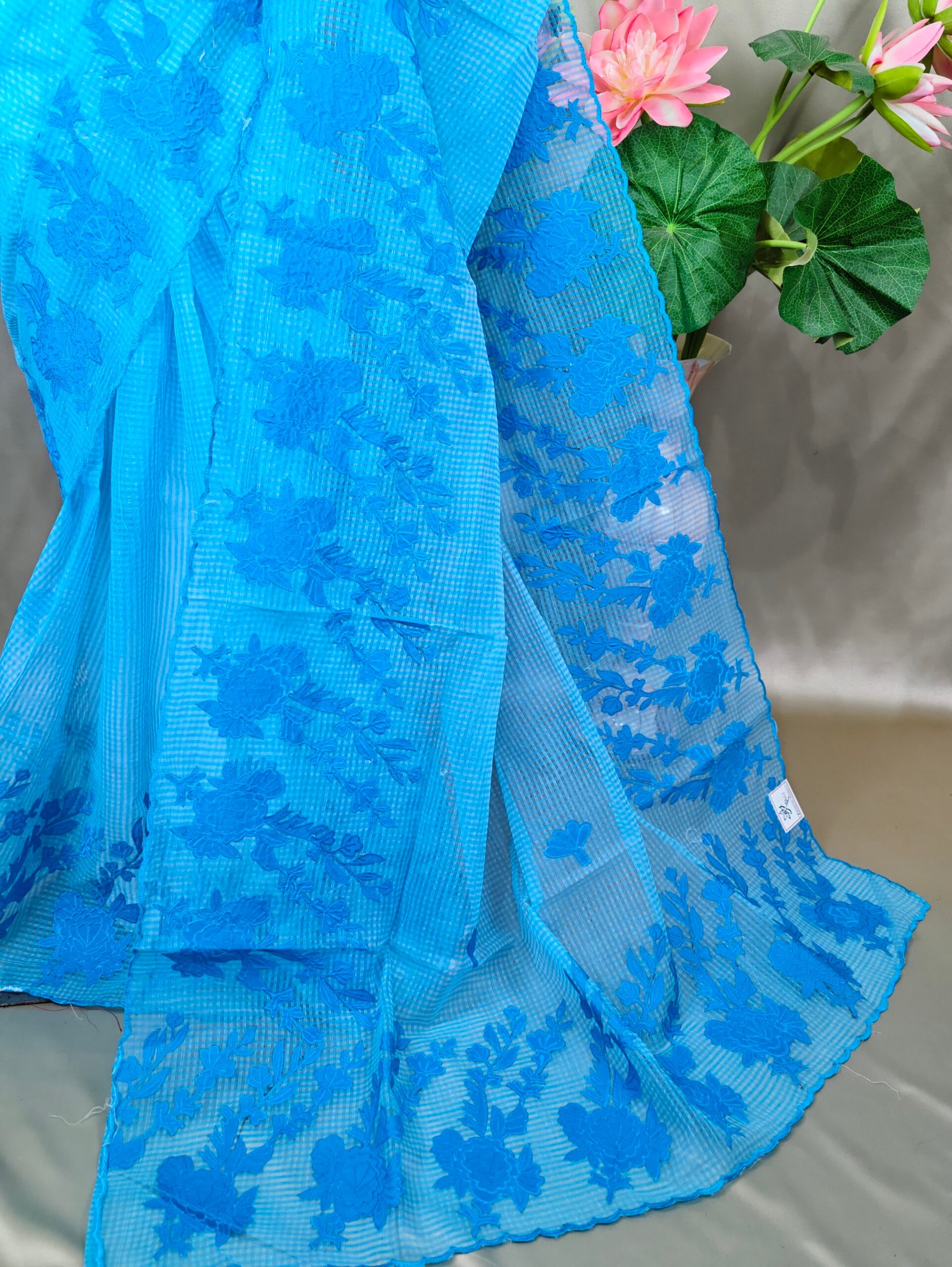 Rose Applique Reshom Kota - Image 3