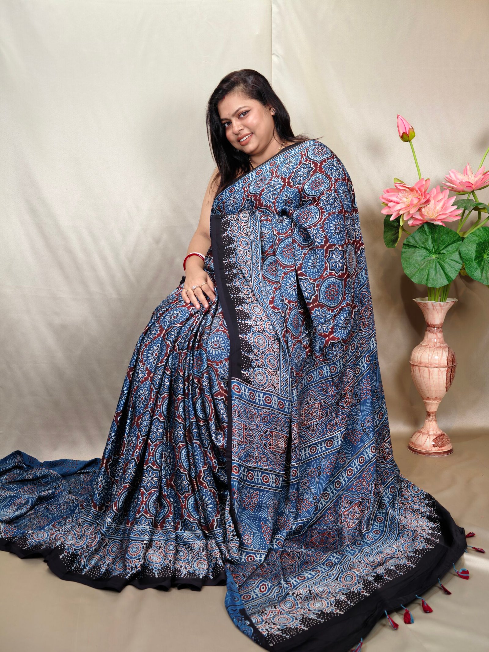 Ajrakh Modal Saree