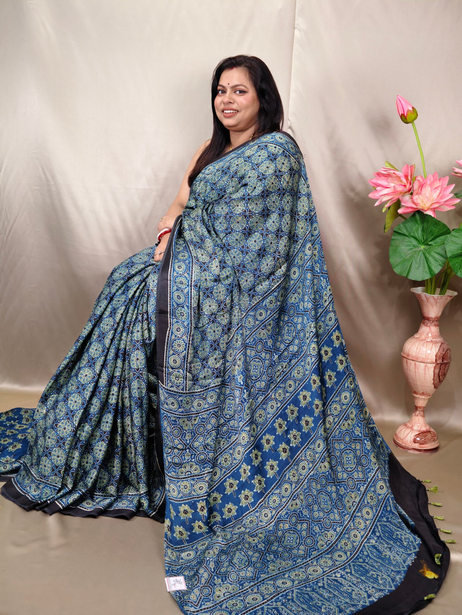 Ajrakh Modal Saree