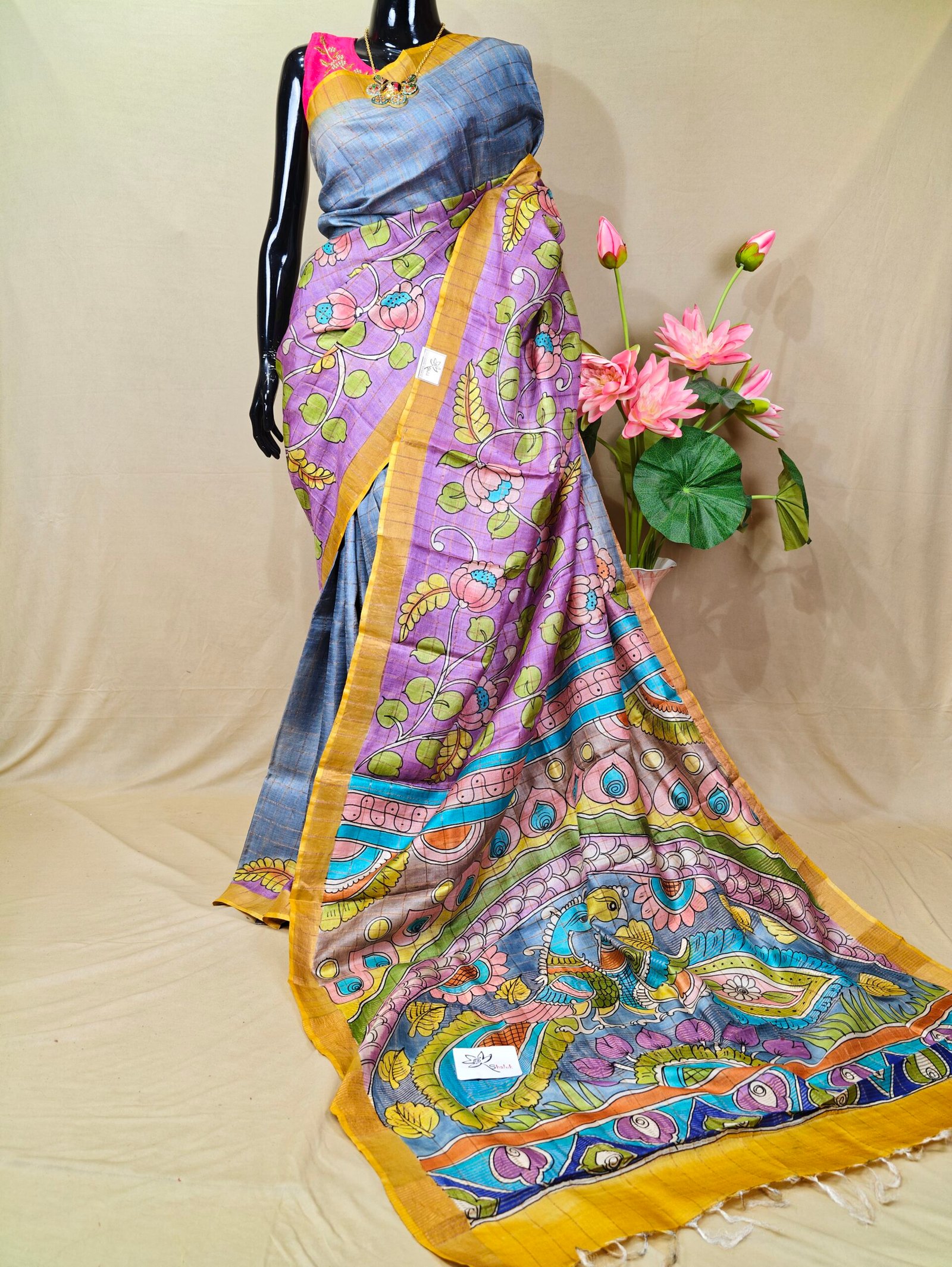 Tussar Kalamkari Saree
