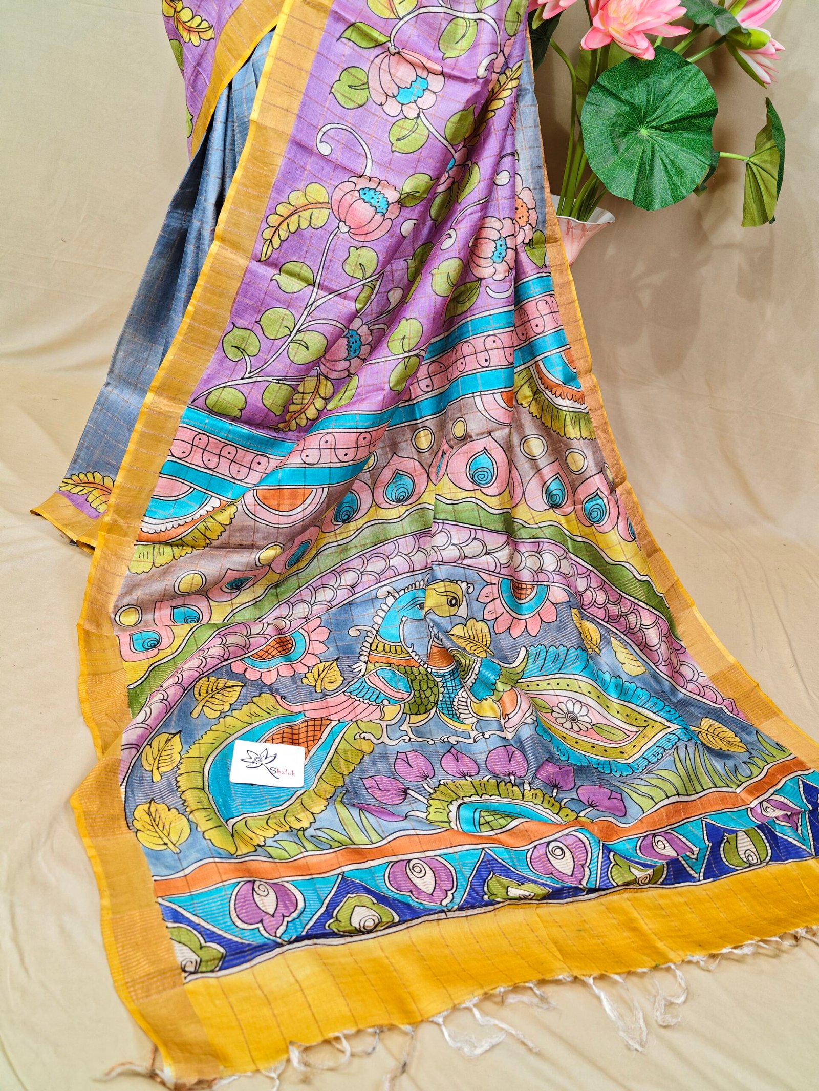 Tussar Kalamkari Saree - Image 2