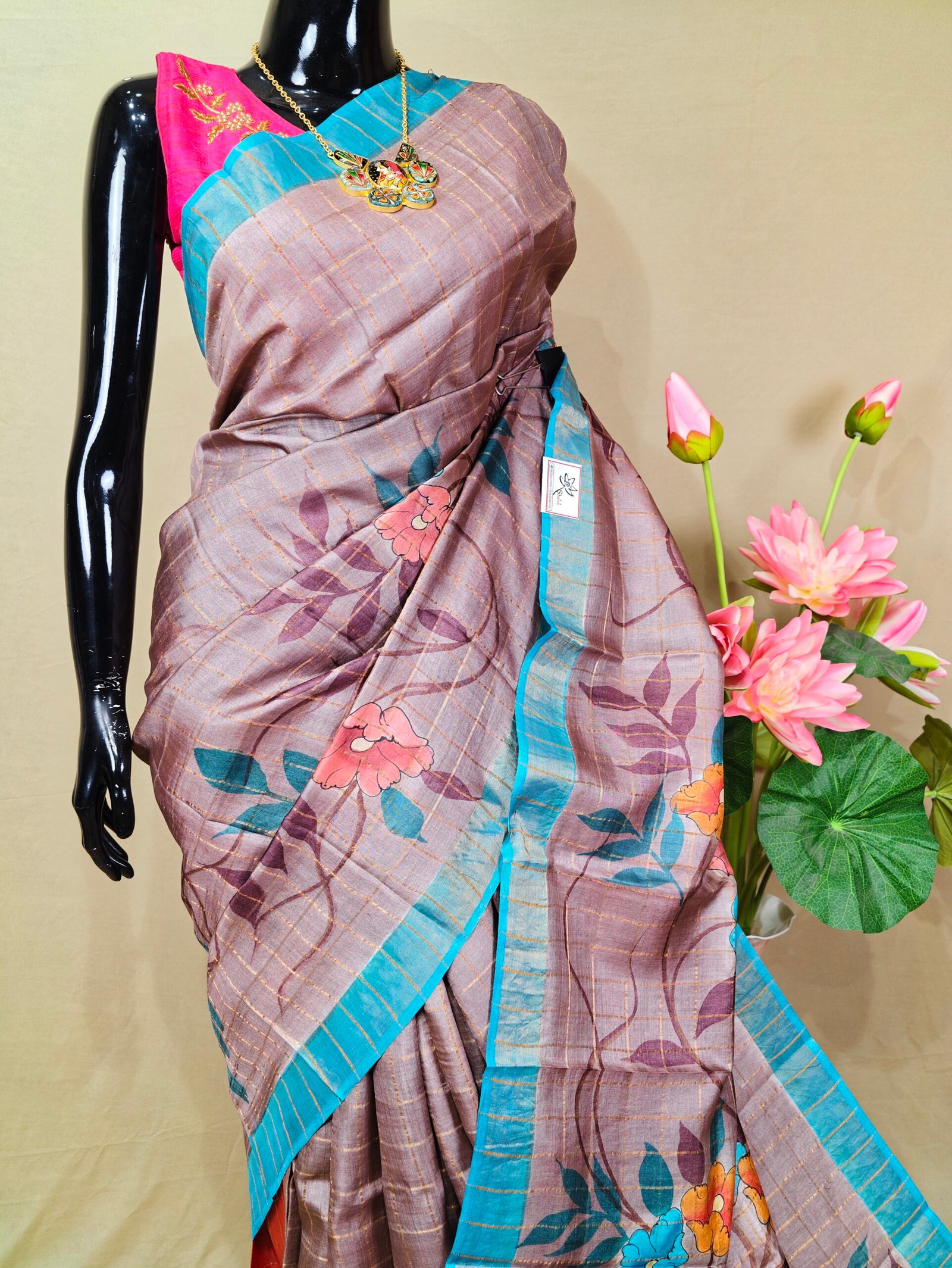 Tussar Kalamkari Saree - Image 3