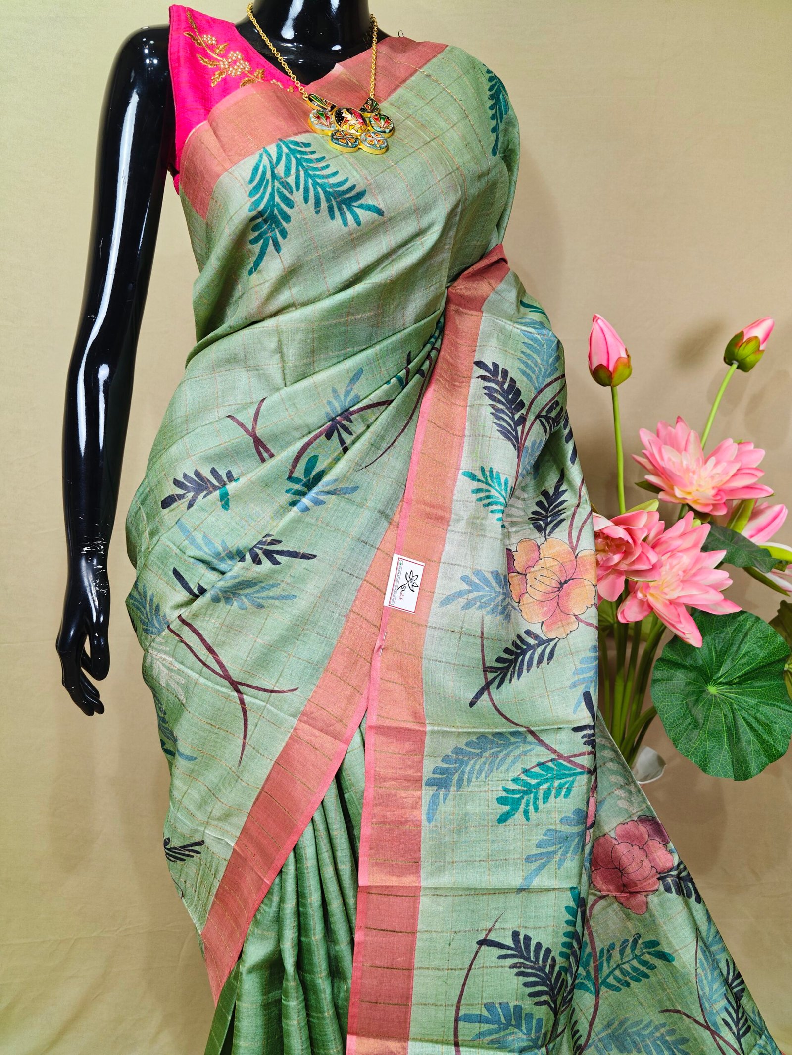 Tussar Kalamkari Saree - Image 3