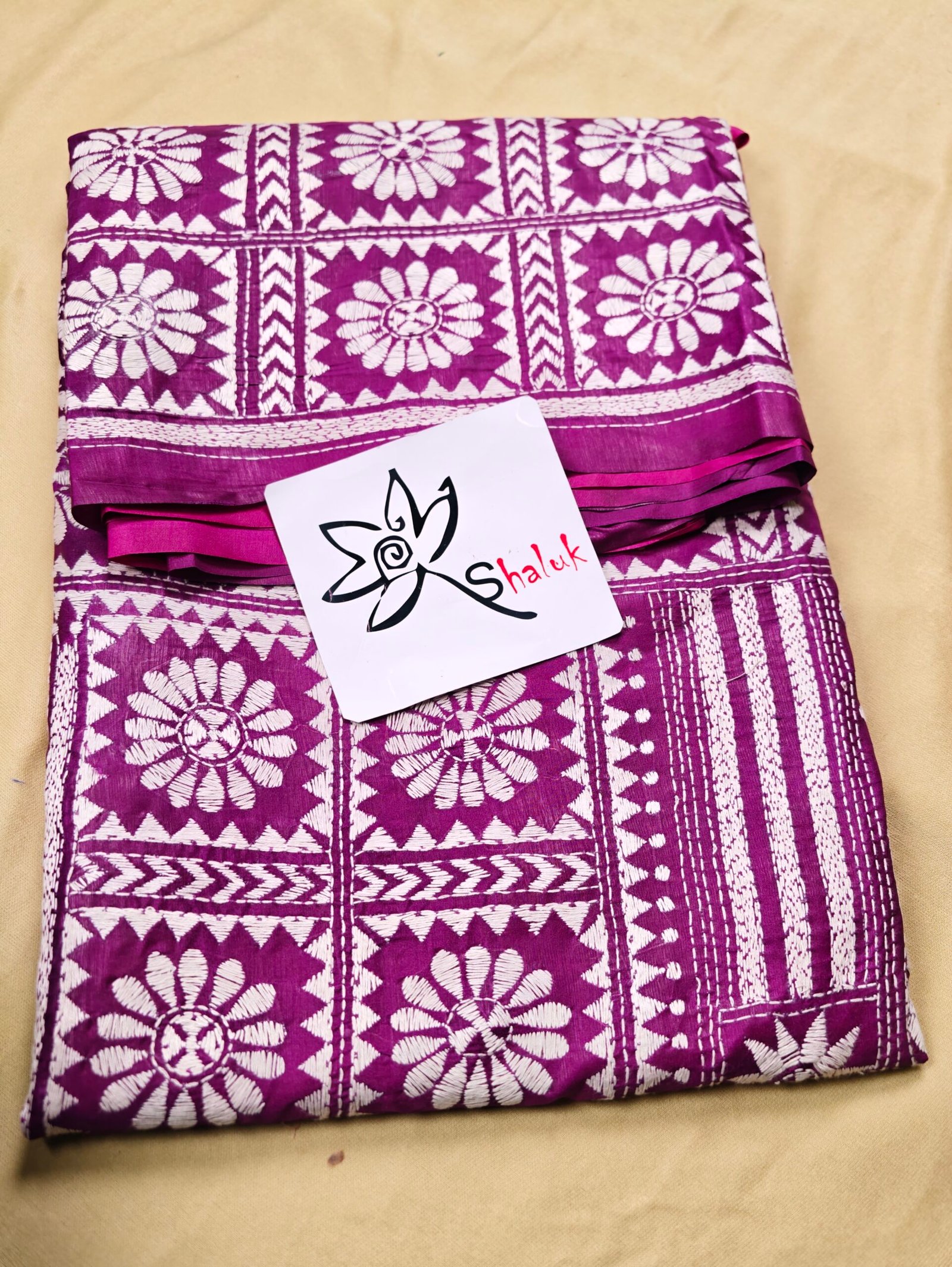 Tie And Dye Kantha Saree - Image 4
