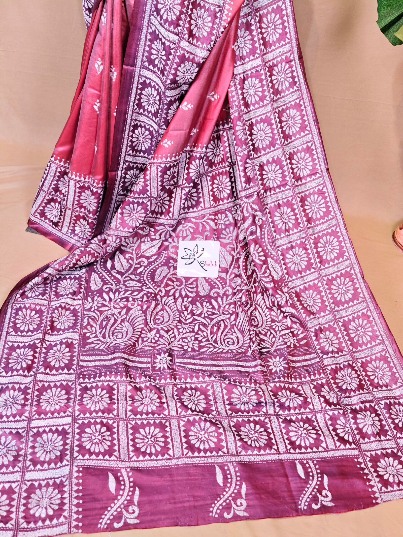 Tie And Dye Kantha Saree - Image 3