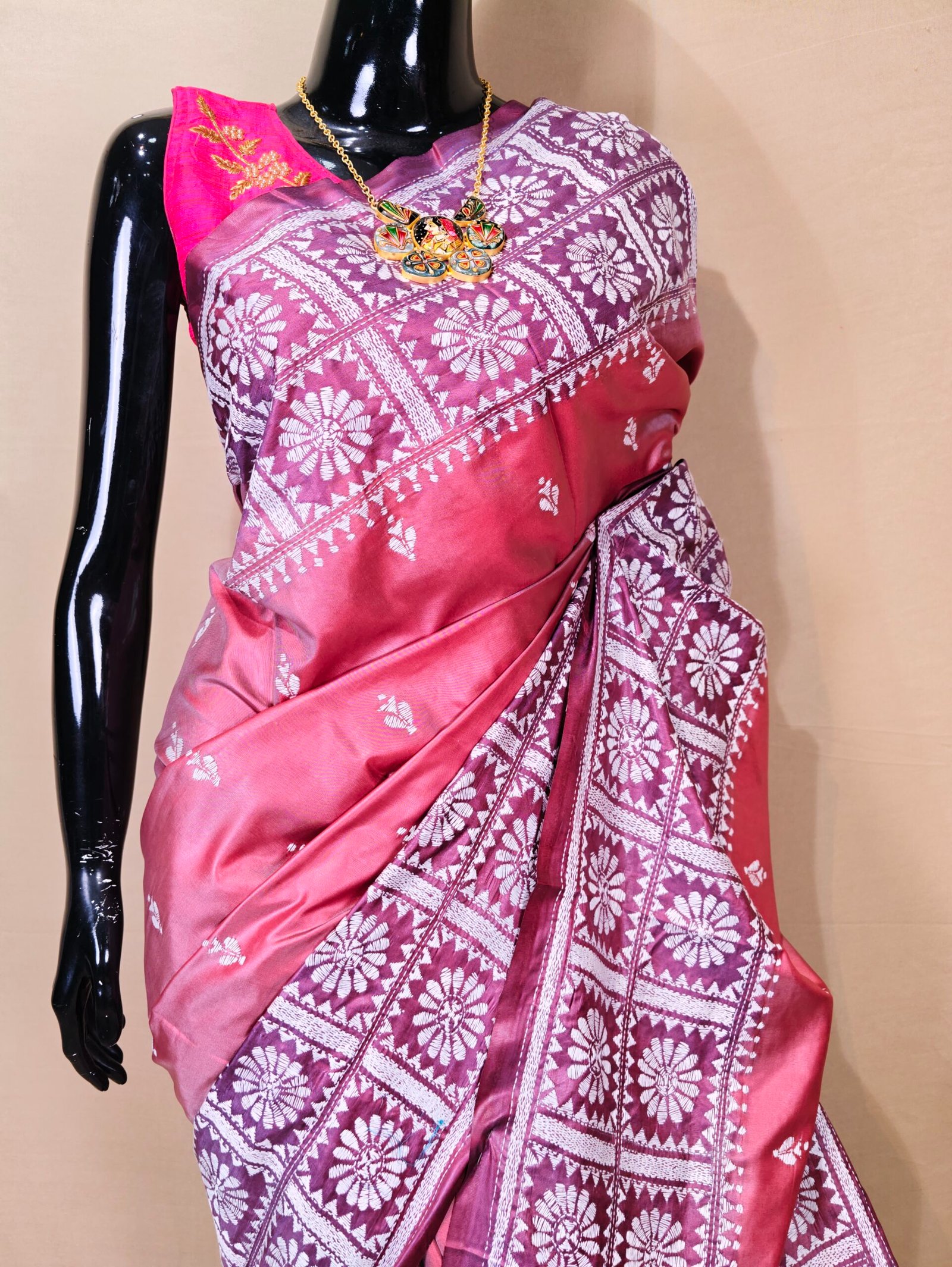 Tie And Dye Kantha Saree - Image 2