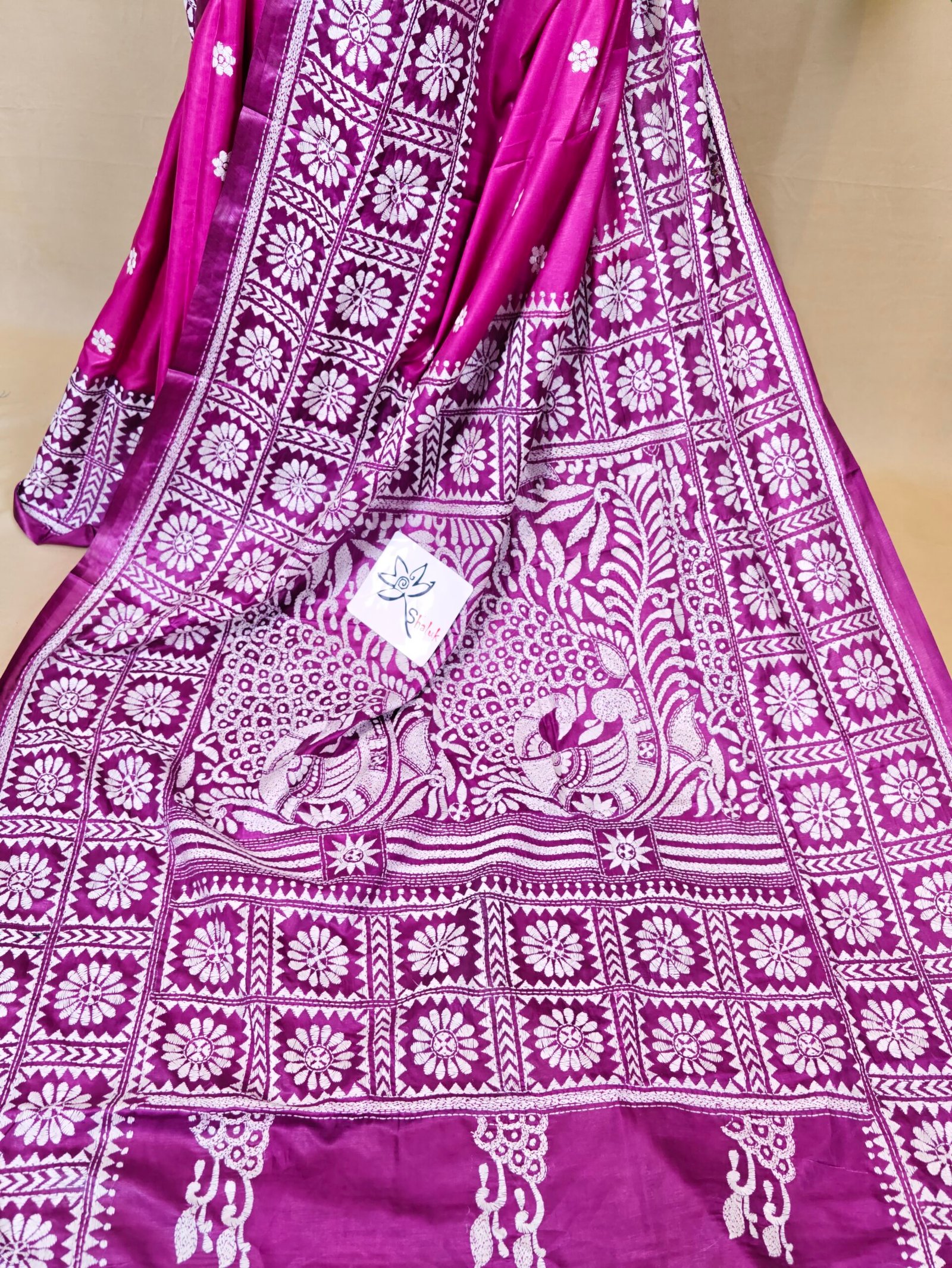 Tie And Dye Kantha Saree - Image 3